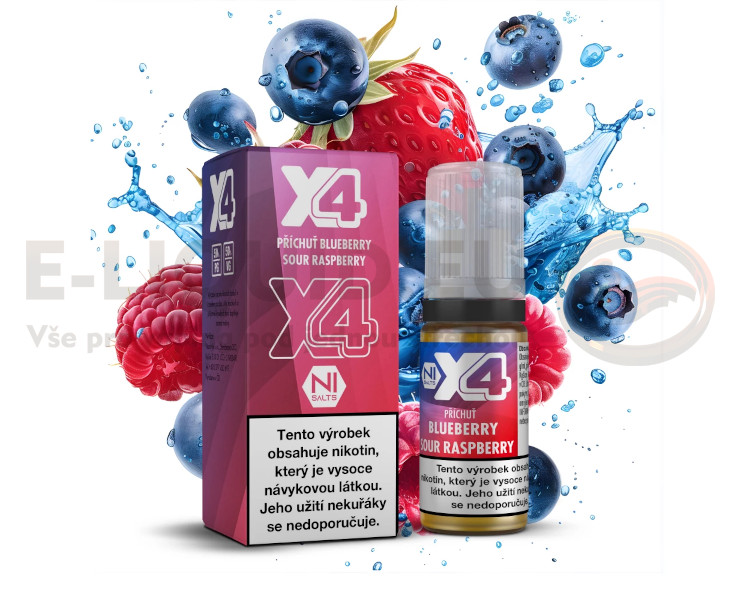 X4 10ml - Bar Juice - Borůvka a Malina (Blueberry Sour Raspberry)