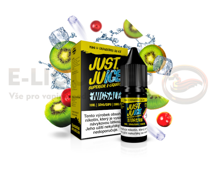 Just Juice Salt 10ml -Kiwi & Cranberry On Ice (Ledové kiwi & brusinka) - 20mg